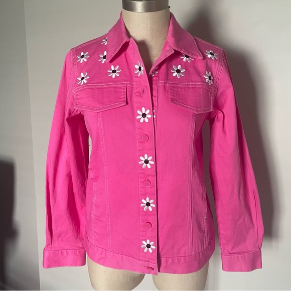 Bob Mackie pink daisy jacket size XXS - Picture 1 of 8